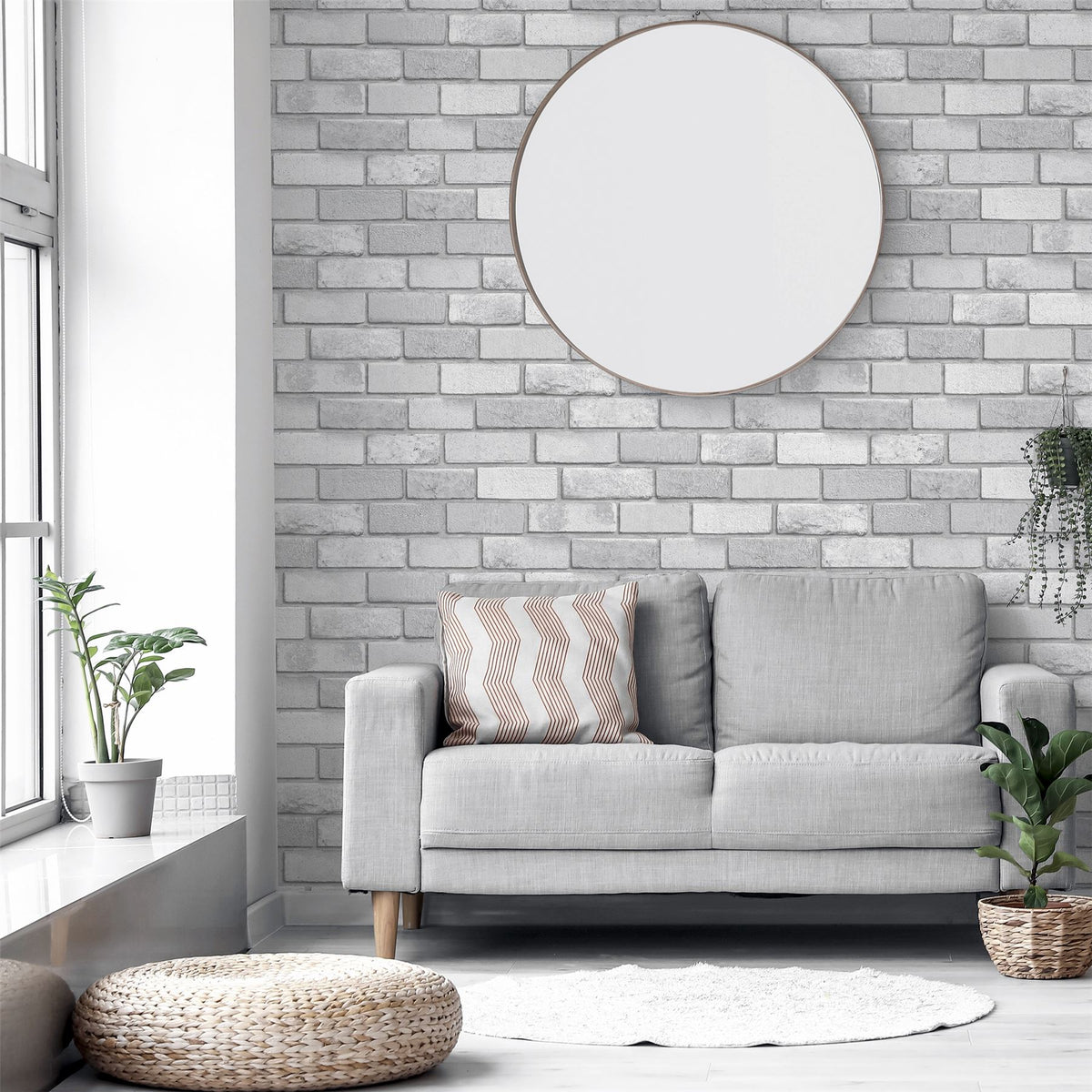 Arthouse Diamond Brick Wallpaper, Silver Grey Glitter – Hardwearing Vinyl for High-Traffic Rooms