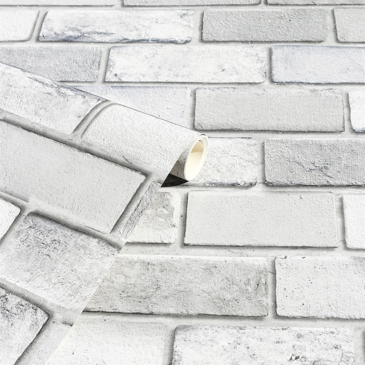 Arthouse Diamond Brick Wallpaper, Silver Grey Glitter – Hardwearing Vinyl for High-Traffic Rooms