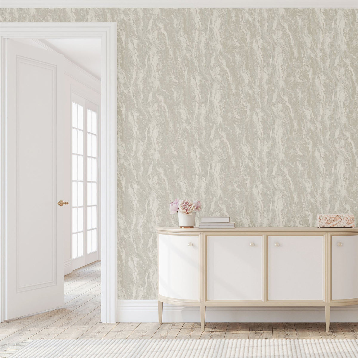 Arthouse Luxe Texture Wallpaper, Soft Silver – Semi-Plain Abstract Design, Paste the Wall