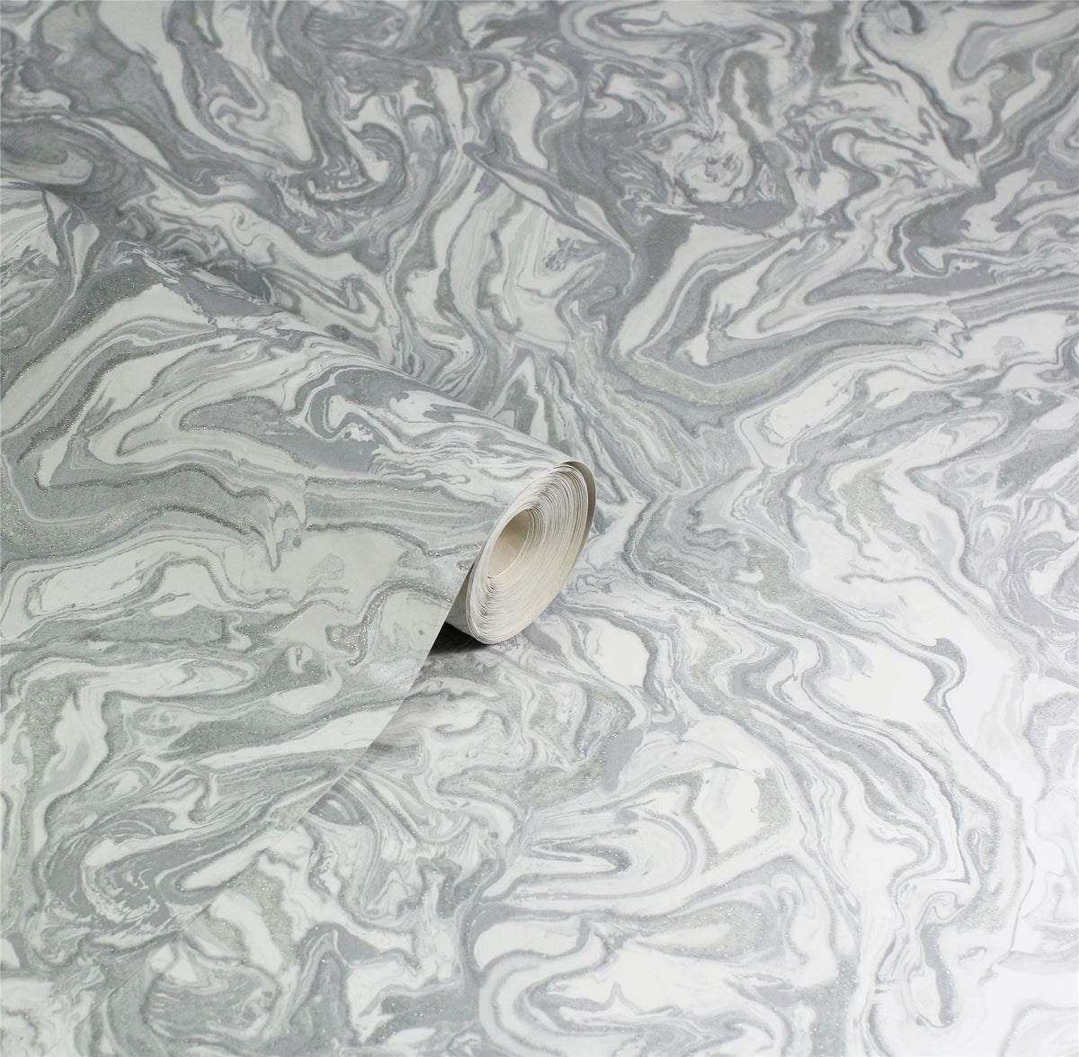 Arthouse Liquid Marble Wallpaper – Paste the Paper Marble Effect with Metallic Glitter, Grey