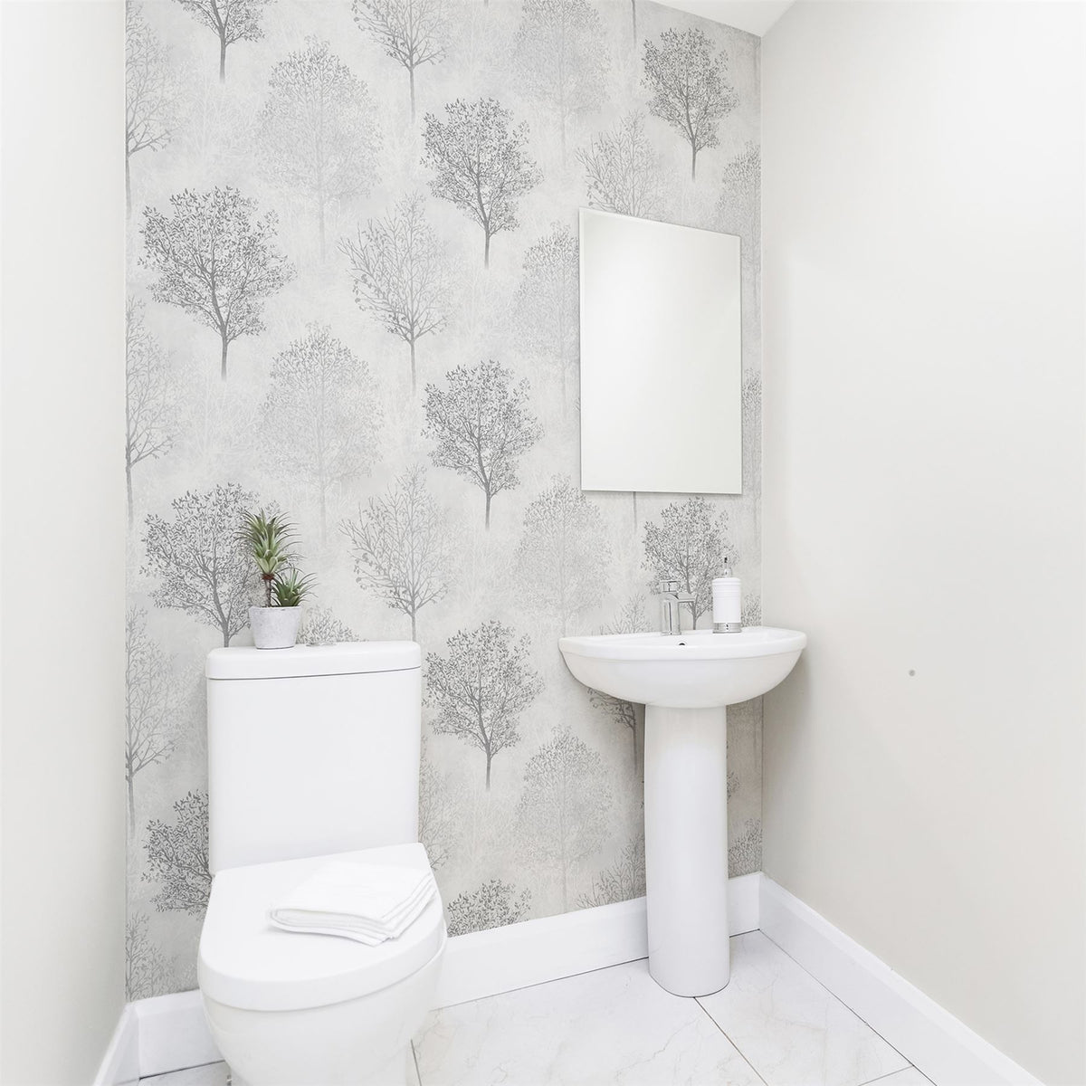 Arthouse Wonderland Wallpaper – Paste the Paper Vinyl Woodland Tree Silhouettes with Glitter, Monochrome
