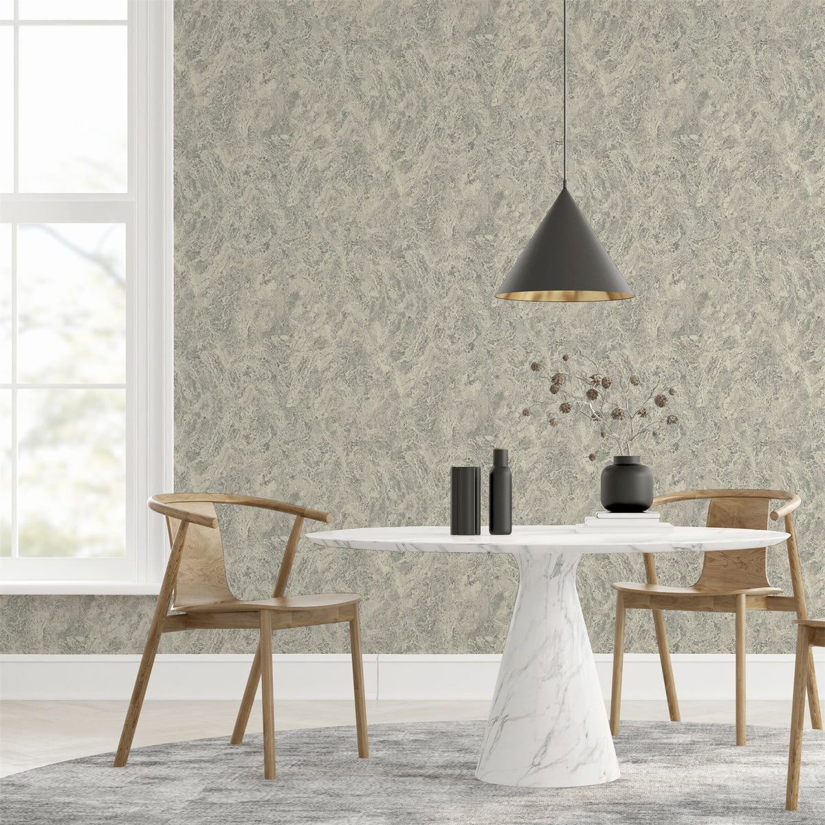 Arthouse Marble Patina Wallpaper – Paste the Paper Embossed Metallic Gold Highlights, Charcoal Natural