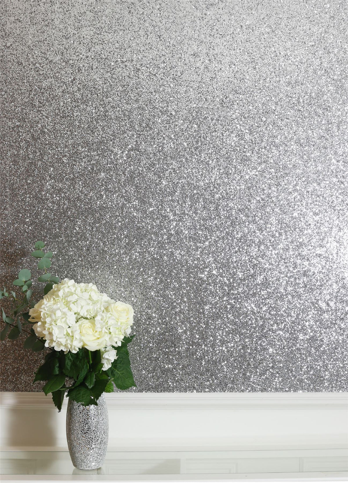 Arthouse Sequin Sparkle Wallpaper – Paste the Wall Textured Metallic Sequin Finish, Silver