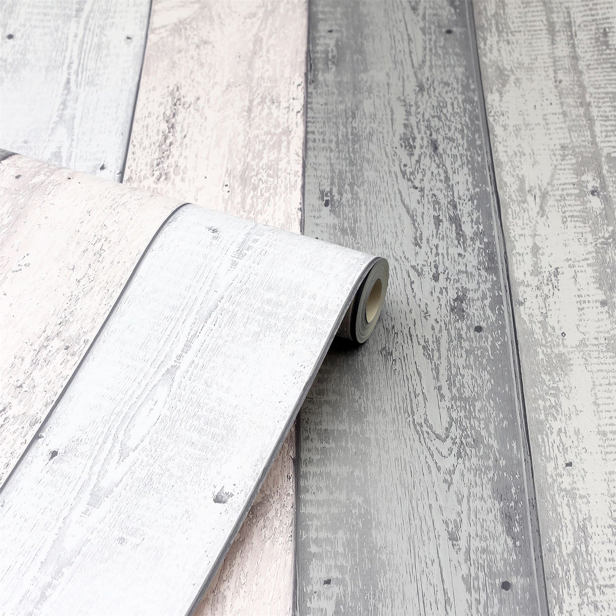 Arthouse Painted Wood Wallpaper – Paste the Paper Wide Plank Effect with Textured Finish, Pink and Grey