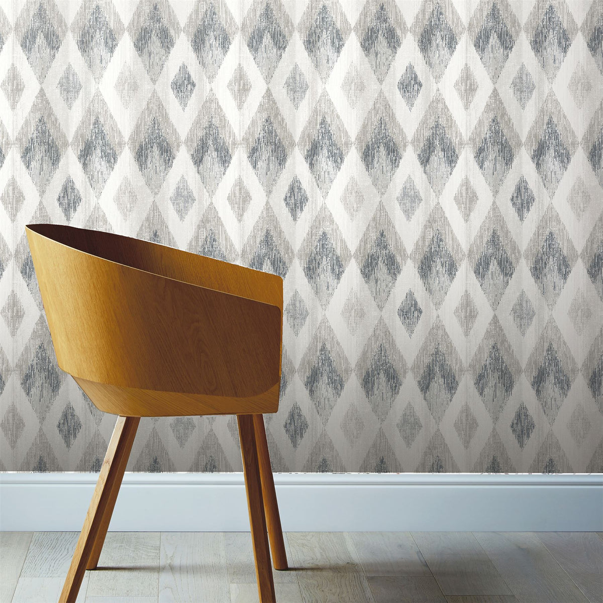 Arthouse Scandi Diamond Wallpaper – Paste the Paper Textured Geometric Diamond Design with Sheen, Silver