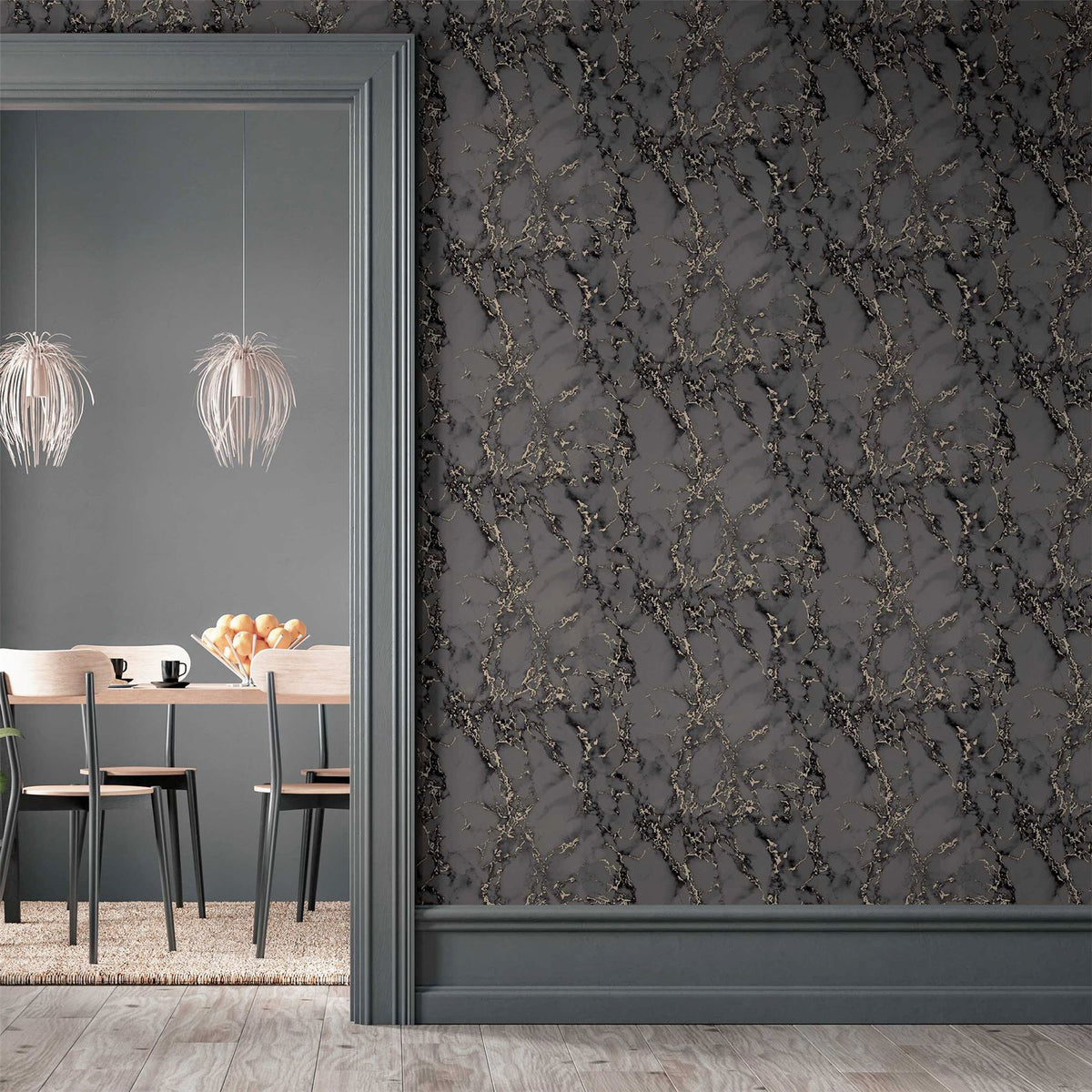 Arthouse Carrara Marble Wallpaper – Understated Marble Effect for Living Rooms and Kitchens, Charcoal