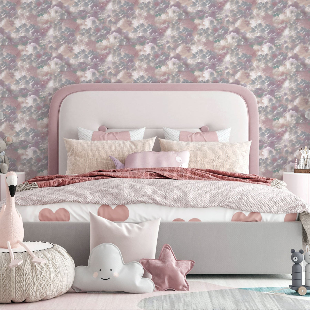 Arthouse Vanilla Skies Wallpaper – Dreamy Cloud Design for Bedrooms and Ceilings, Pink and Purple