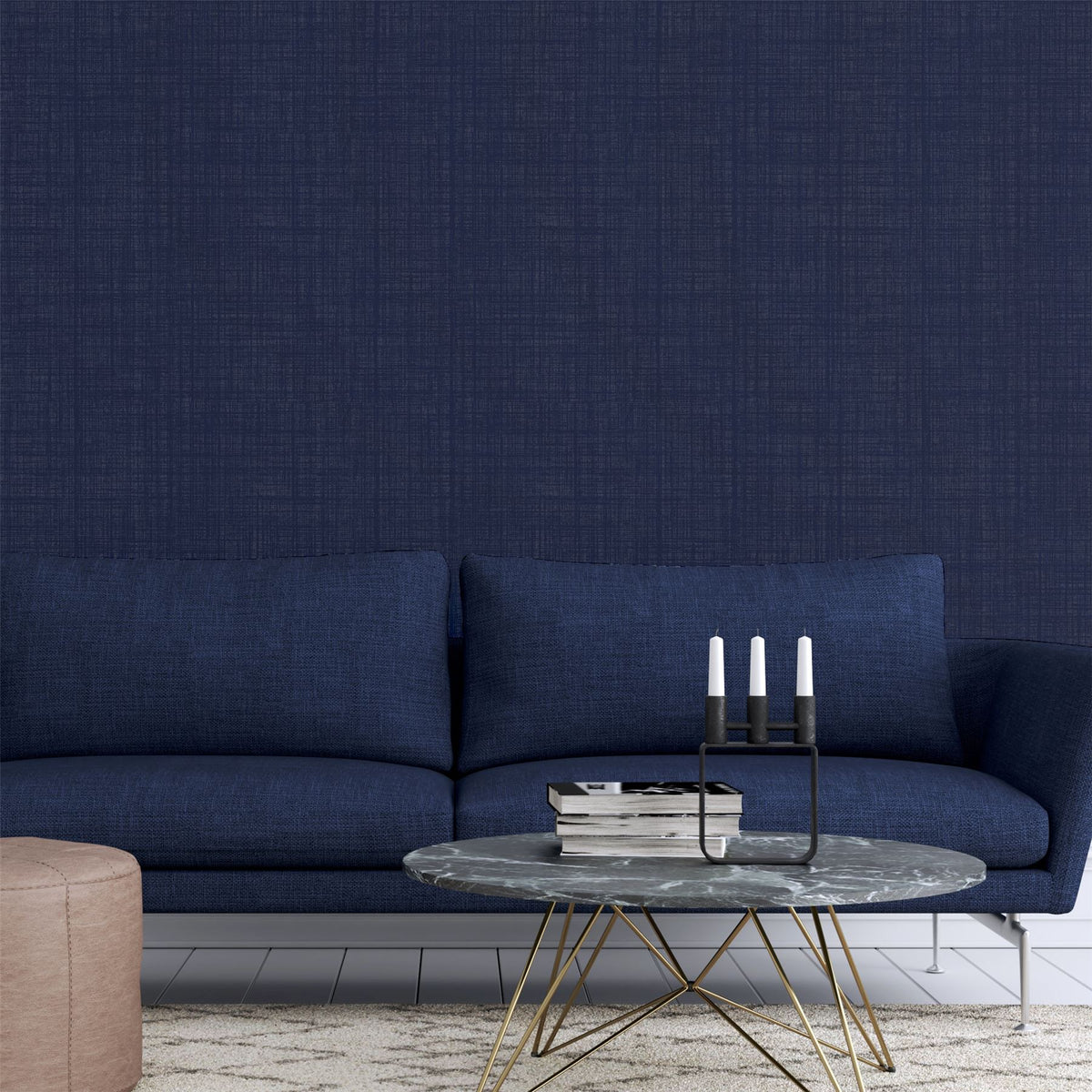 Arthouse Weave Texture Wallpaper – Woven Fabric Effect for Feature Walls or Whole Rooms, Navy