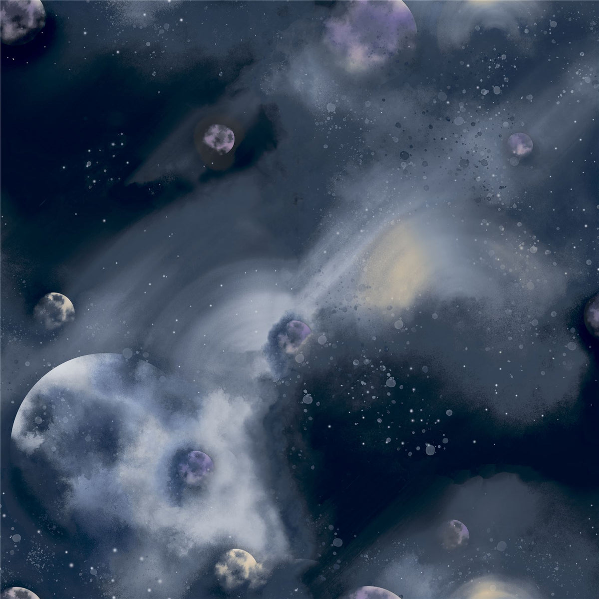 Arthouse Out of This World Glitter Wallpaper with Planets – Paste the Paper Feature Wall Covering, Navy