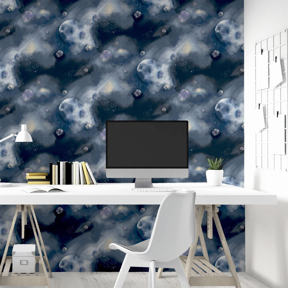 Arthouse Out of This World Glitter Wallpaper with Planets – Paste the Paper Feature Wall Covering, Navy