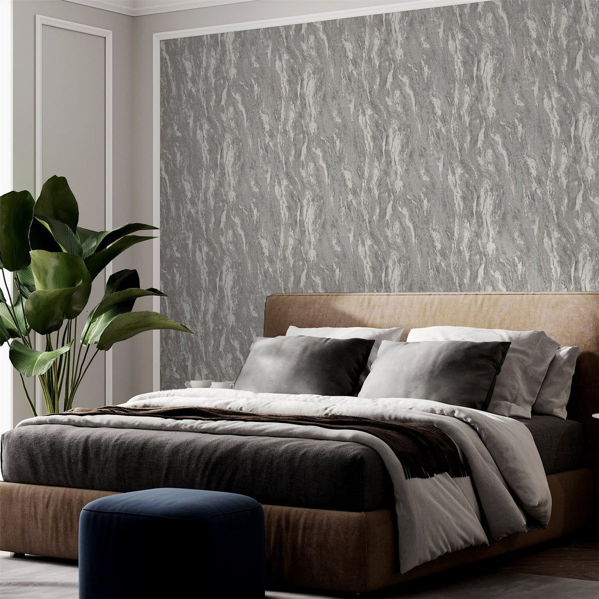 Arthouse Luxe Texture Semi-Plain Abstract Wallpaper – Paste the Wall Feature Wall Covering, Pewter
