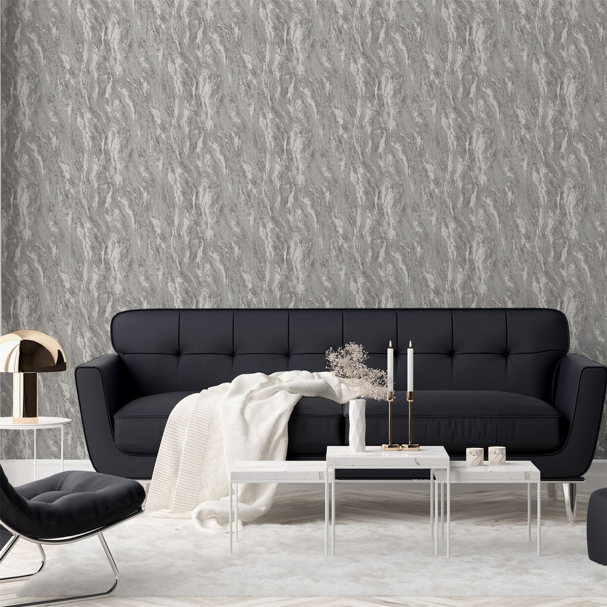 Arthouse Luxe Texture Semi-Plain Abstract Wallpaper – Paste the Wall Feature Wall Covering, Pewter