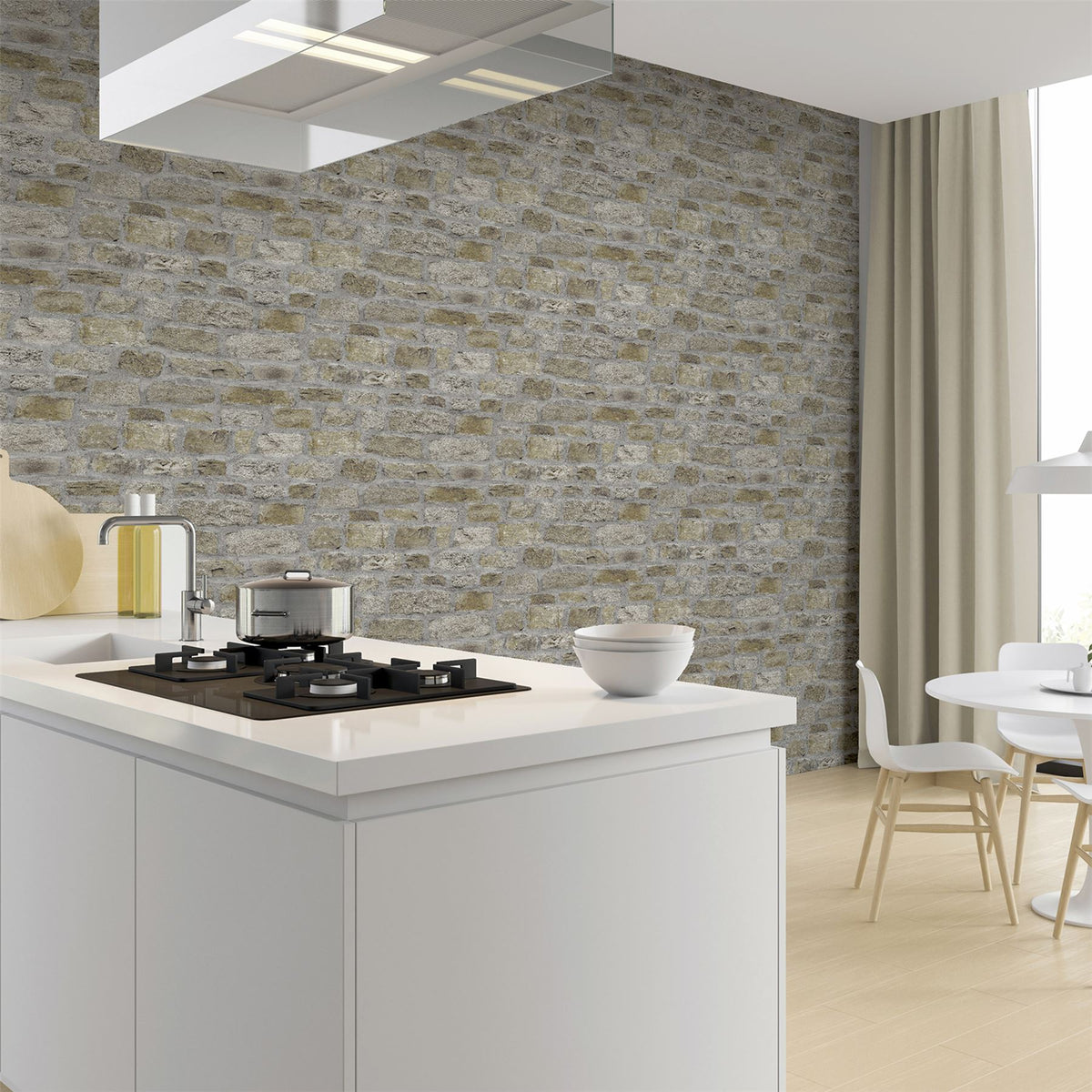 Arthouse Country Stone Brick Effect Wallpaper – Realistic Photographic Feature Wall Covering