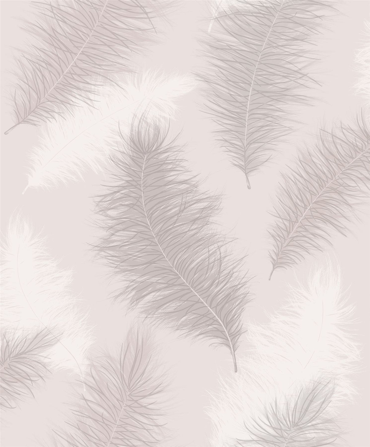 Arthouse Sussurro Wallpaper – Large-Scale Feather Design with Sparkling Gel Effect, Soft Blush Pink