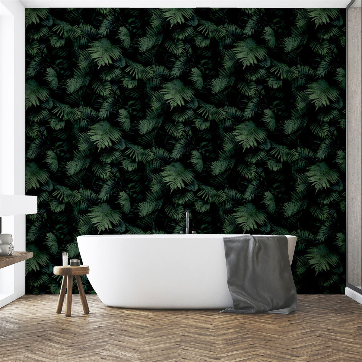 Arthouse Fern Wall Wallpaper – Photographic 3D-Effect Deep Green Fern Leaves, Paste the Paper