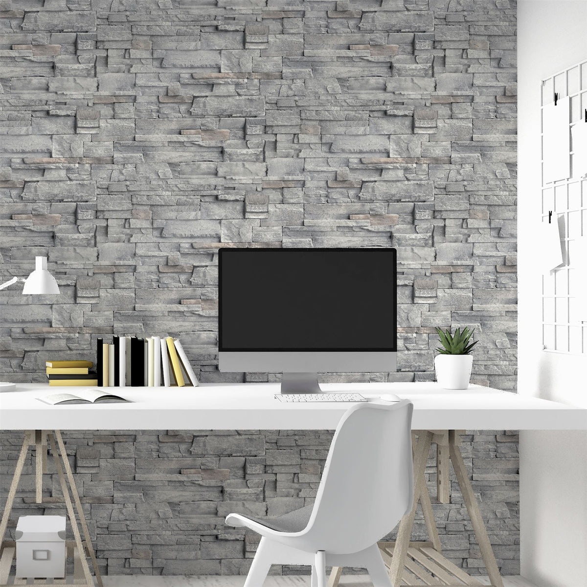 Arthouse Slate Wall Wallpaper – Realistic Grey Slate Brick Effect for Feature Walls or Whole Rooms