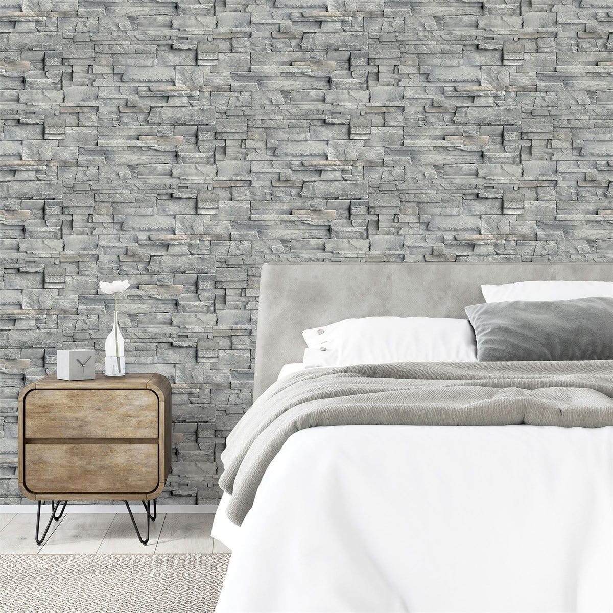 Arthouse Slate Wall Wallpaper – Realistic Grey Slate Brick Effect for Feature Walls or Whole Rooms