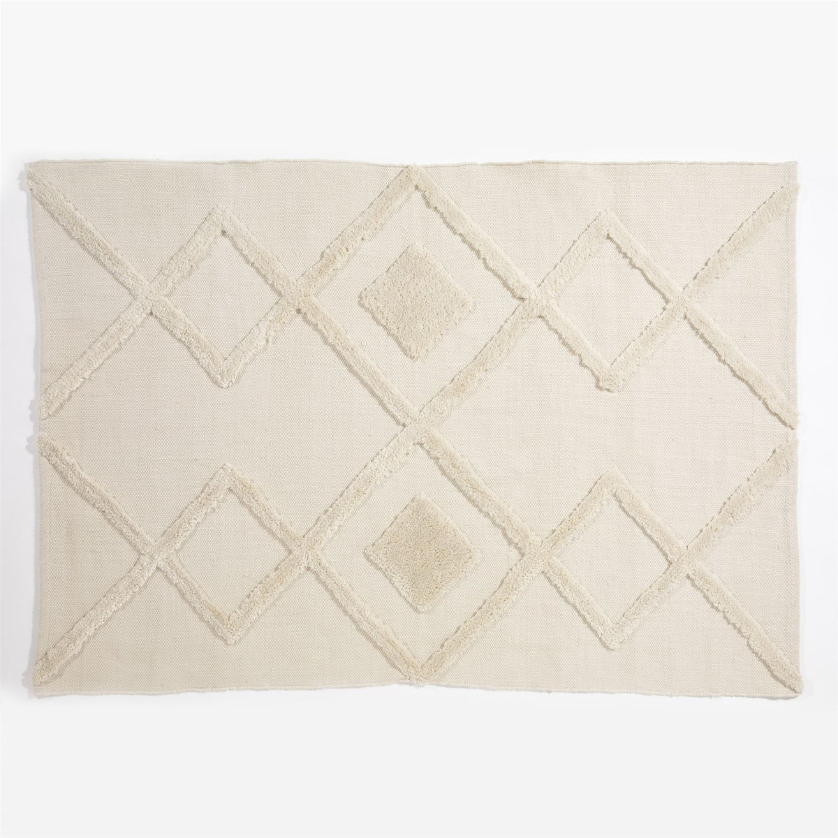 Windsor Geo Tufted Rug, 120 x 170cm – Hand Woven Recycled Plastic Bottle Revival Collection, Cream