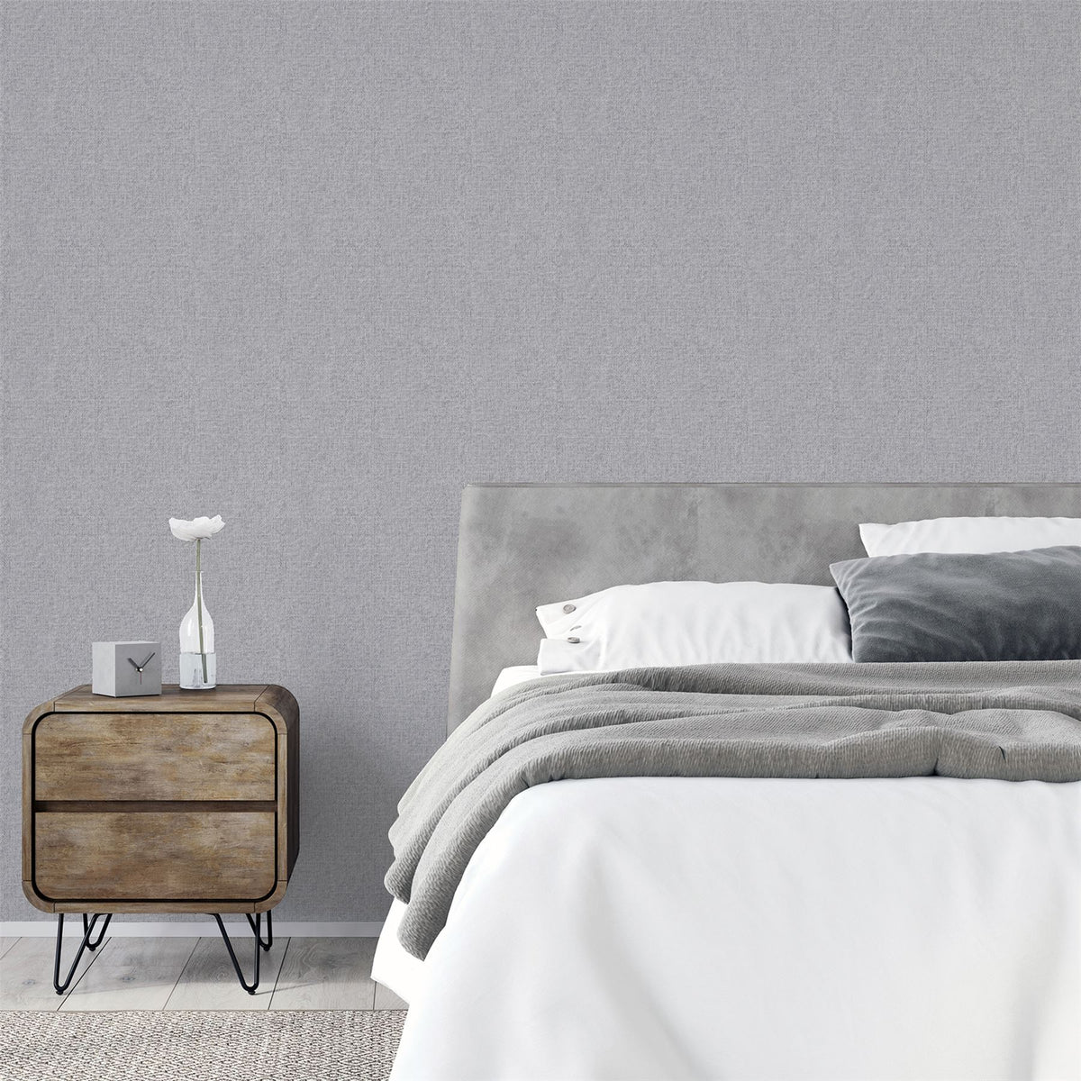 Arthouse Luxury Plain Heavyweight Vinyl Wallpaper with Textured Finish – Paste the Paper, Grey