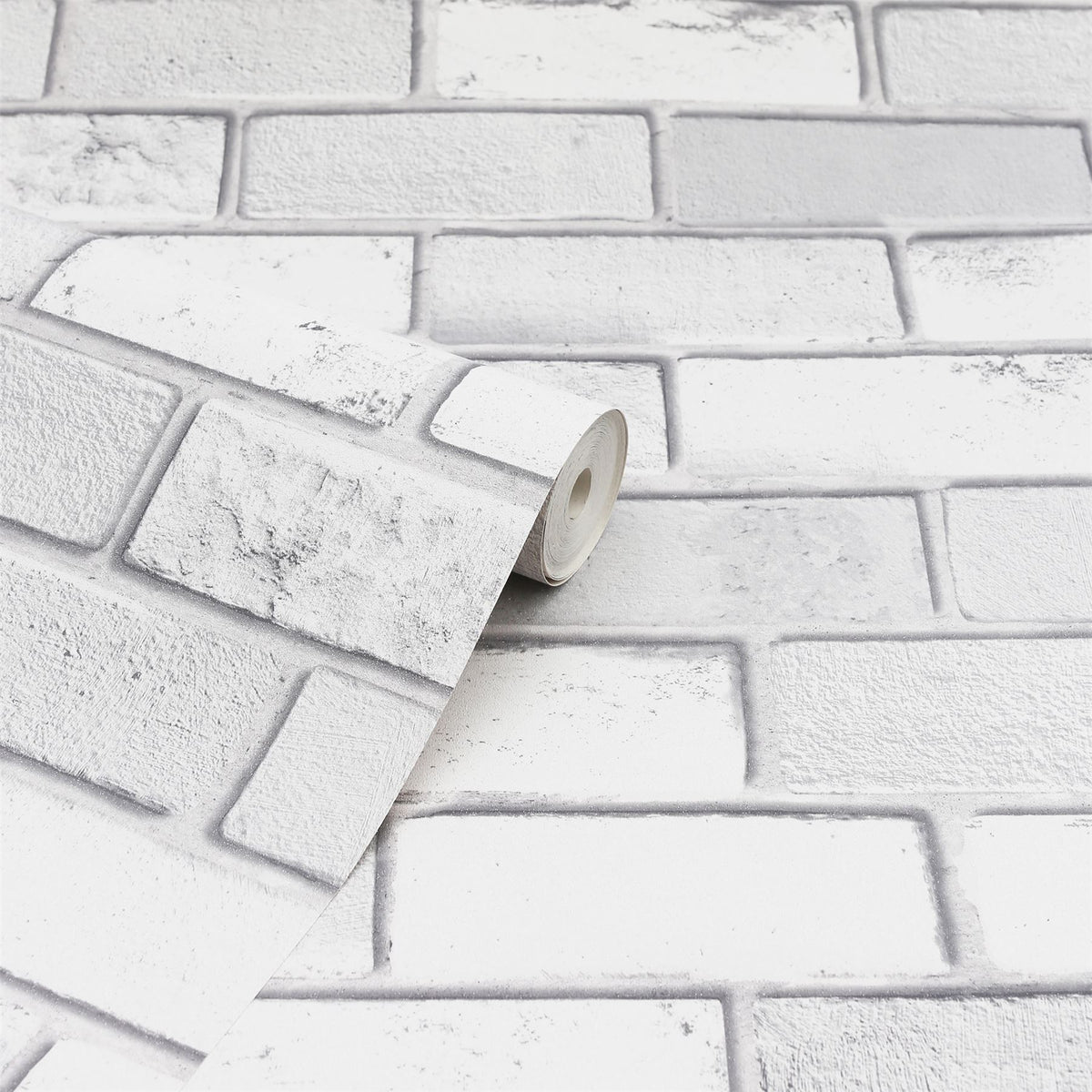 Arthouse Diamond Brick Vinyl Wallpaper with All-Over Sparkle – Hardwearing Textured Paste the Paper, White