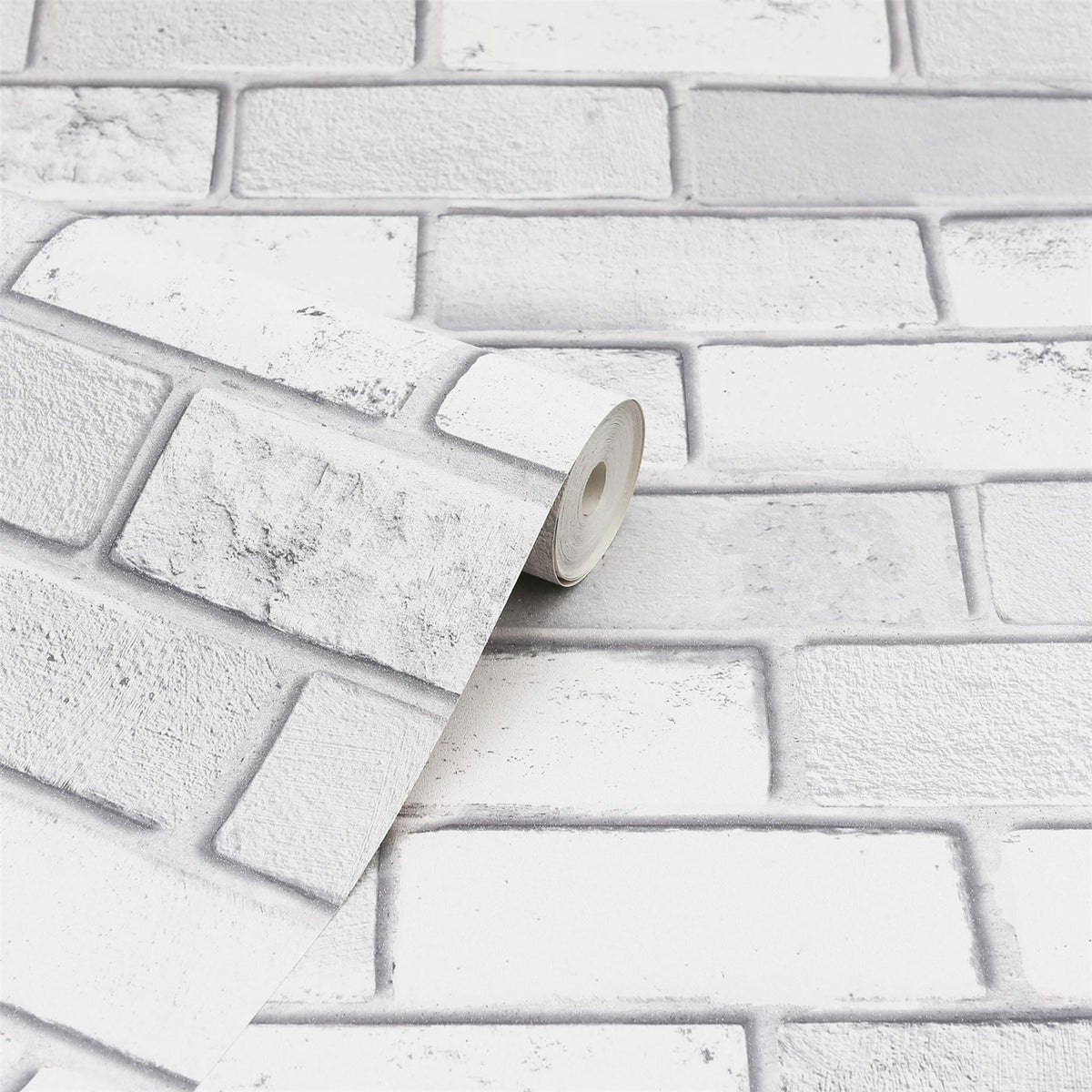 Arthouse Diamond Brick Vinyl Wallpaper with All-Over Sparkle – Hardwearing Textured Paste the Paper, White