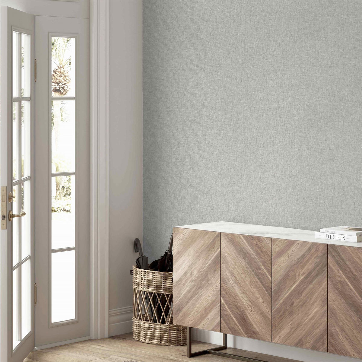 Arthouse Linen Texture Wallpaper with Subtle Lustre – Paste the Paper Feature Wall or Full Room, Light Grey