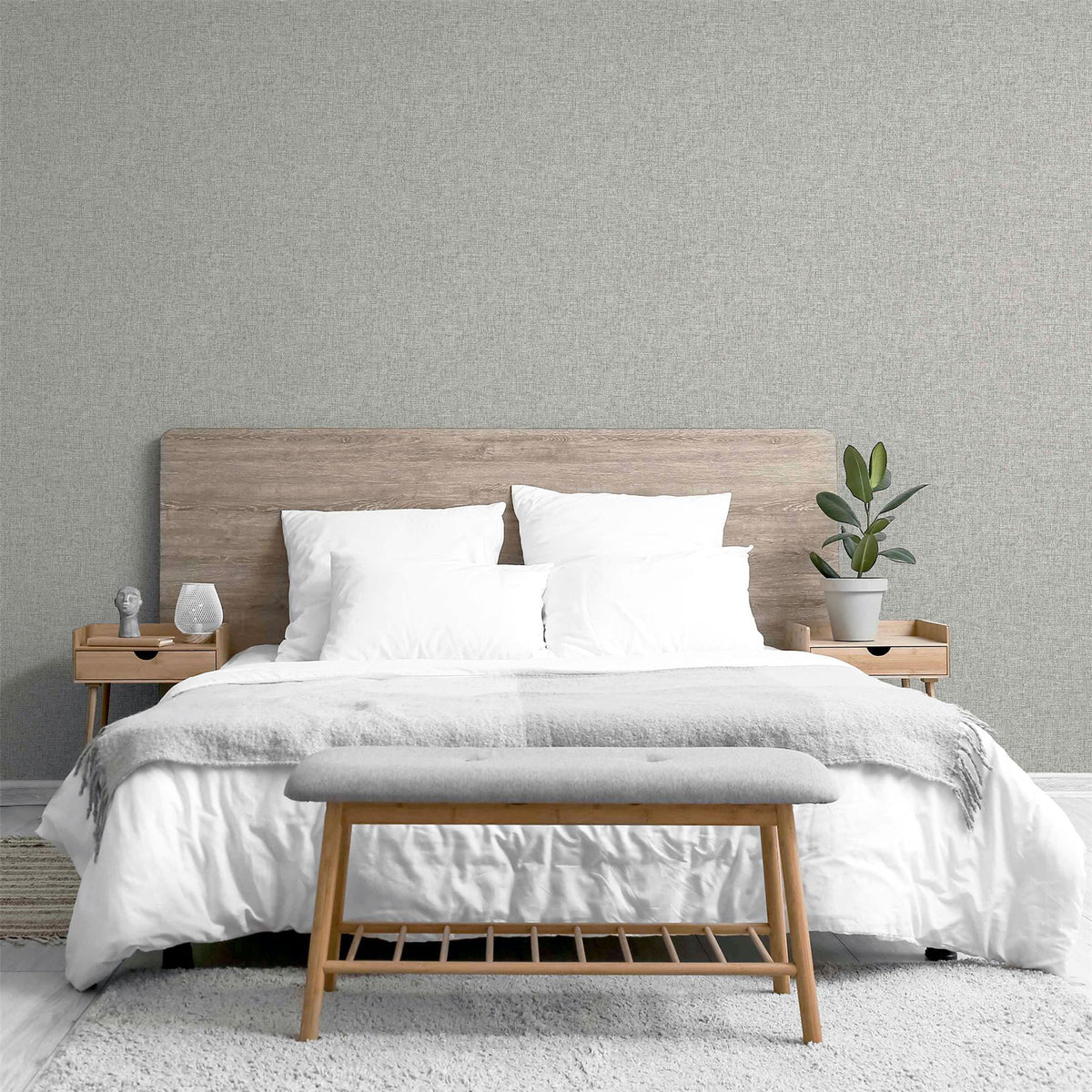 Arthouse Linen Texture Wallpaper with Subtle Lustre – Paste the Paper Feature Wall or Full Room, Light Grey
