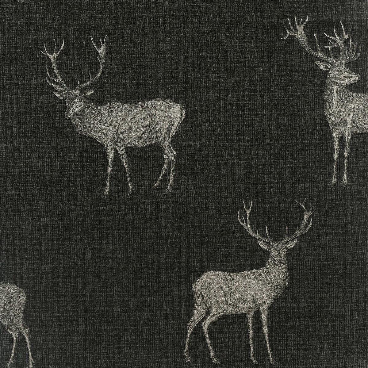 Arthouse Heritage Stag Wallpaper with Copper Metallic Highlight – Traditional Country Feature Wall, Charcoal