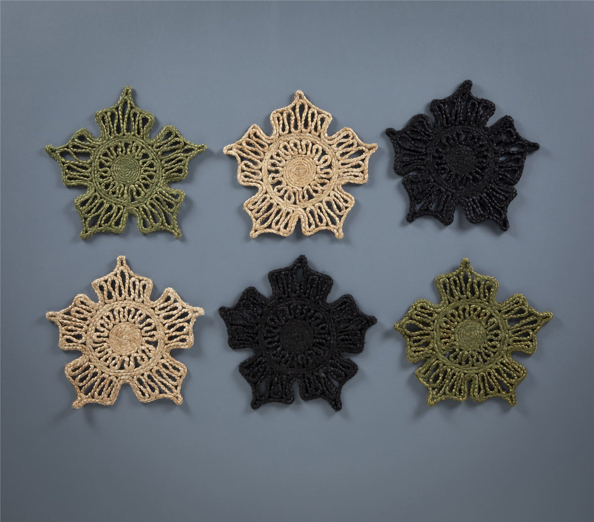 Esselle Home Severn Jute Star Placemats, Set of 2 – Naturelle Floral Table Setting, 36x36cm, Natural