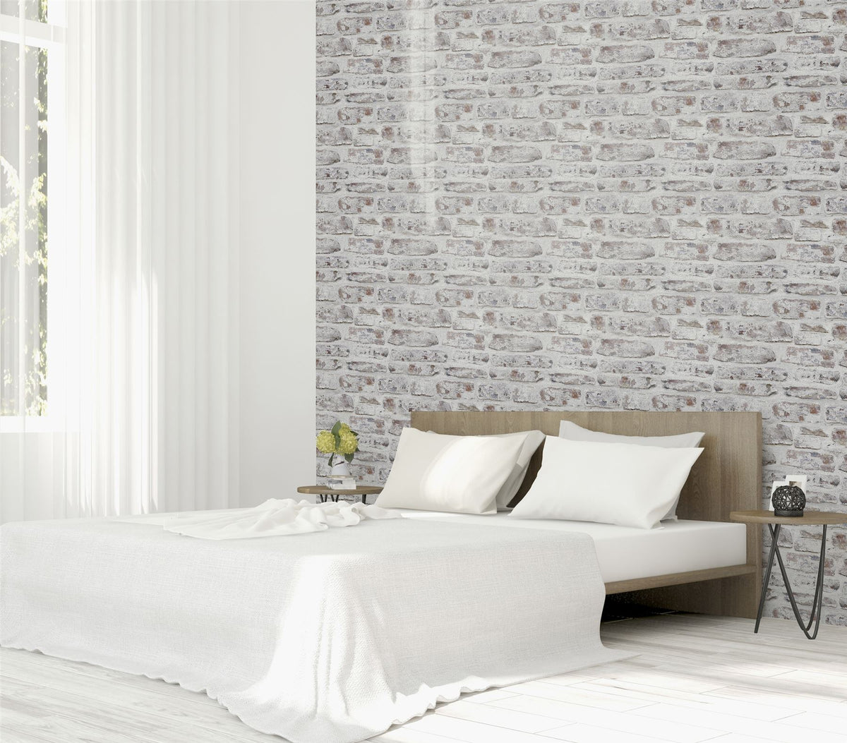 Arthouse Whitewashed Wall Wallpaper – Neutral Minimal Design for Feature Walls and Chimney Breasts, White