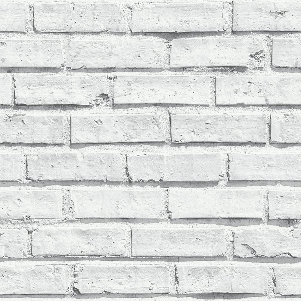Arthouse White Brick Wallpaper – Timeless Painted Brick Effect for Urban Loft Style Rooms, White