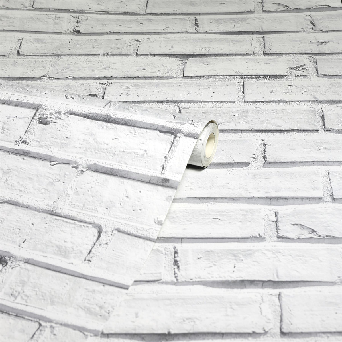 Arthouse White Brick Wallpaper – Timeless Painted Brick Effect for Urban Loft Style Rooms, White