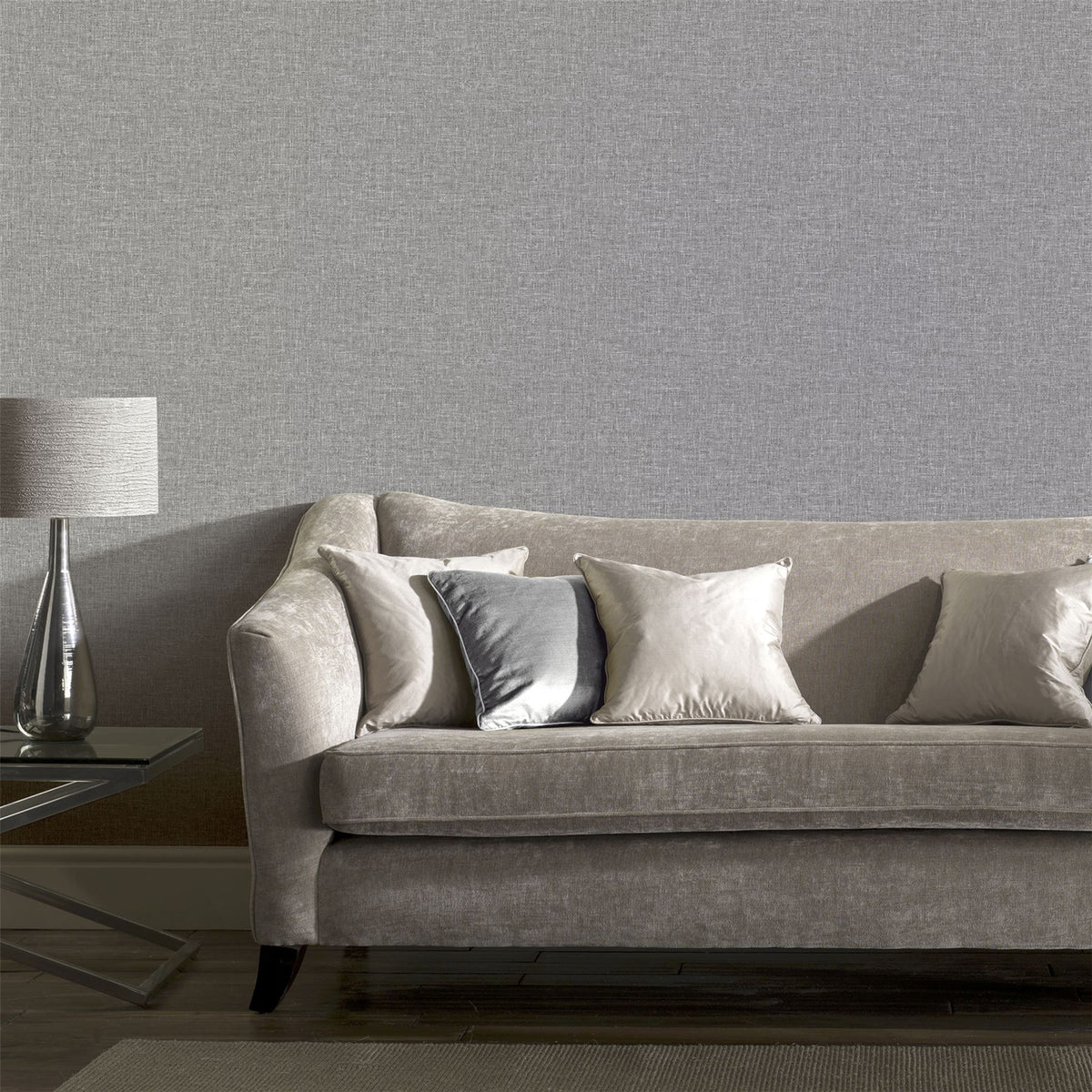 Arthouse Linen Texture Wallpaper with Subtle Lustre – Understated Linen Effect for Feature Walls, Mid Grey