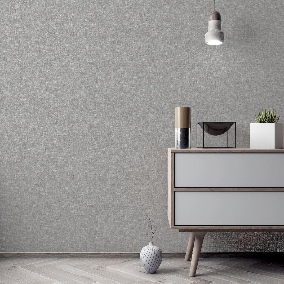 Arthouse Linen Texture Wallpaper with Subtle Lustre – Understated Linen Effect for Feature Walls, Mid Grey