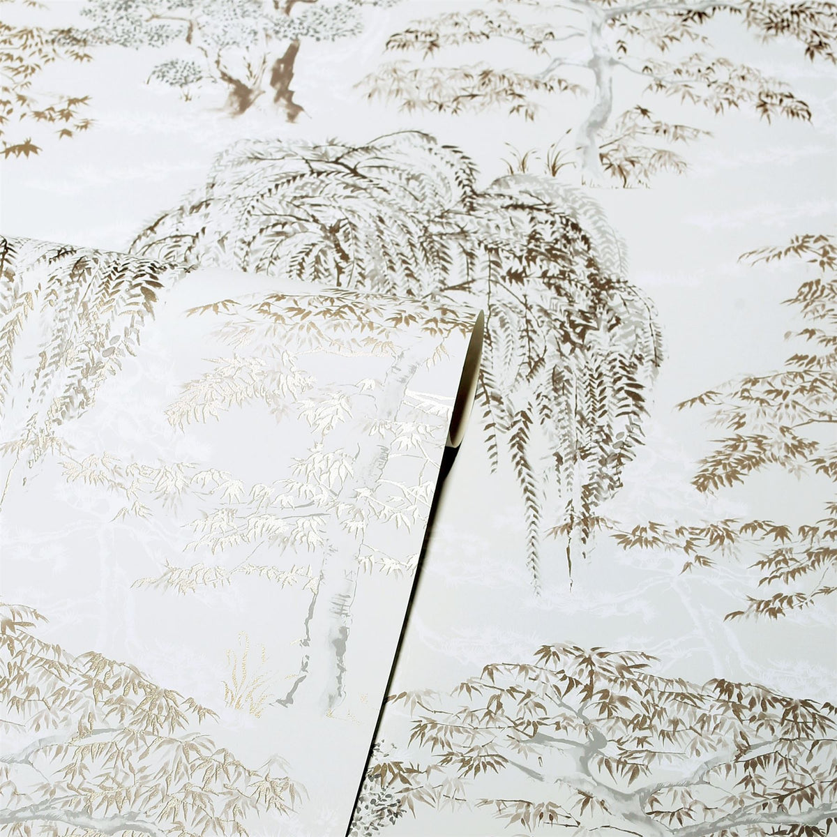 Arthouse Oriental Garden Wallpaper with Tree Design, Easy to Hang – Feature Wall or Whole Room, Natural