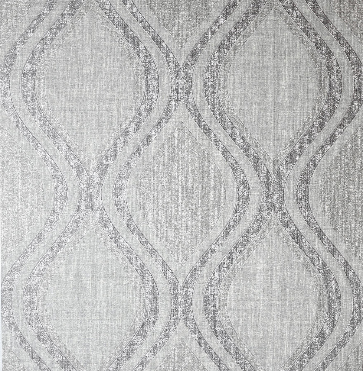 Arthouse Curve Heavyweight Vinyl Wallpaper with Teardrop Design & Metallic Shimmer – Strippable, Grey