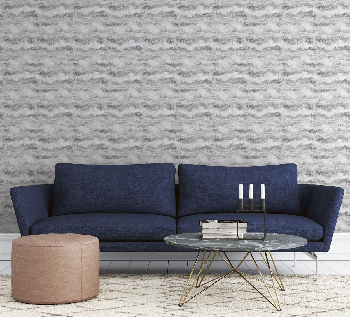 Arthouse Painted Canvas Expressionist Wallpaper – Paste the Wall Feature Wall Design, Grey