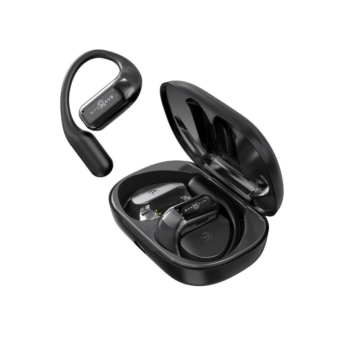 WYEWAVE Ultimate Comfort Open Ear True Wireless Stereo Headset with ENC Mics and USB-C Charging – Black
