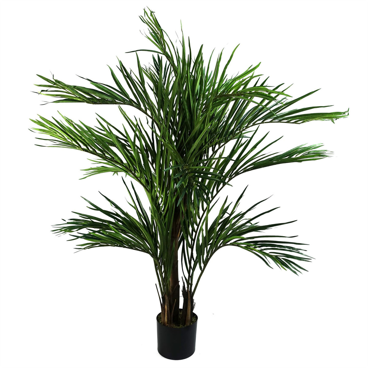 Artificial Areca Palm Tree, 130cm with Silk Leaves & Natural Palm Fronds – Weighted Pot, Wired Branches