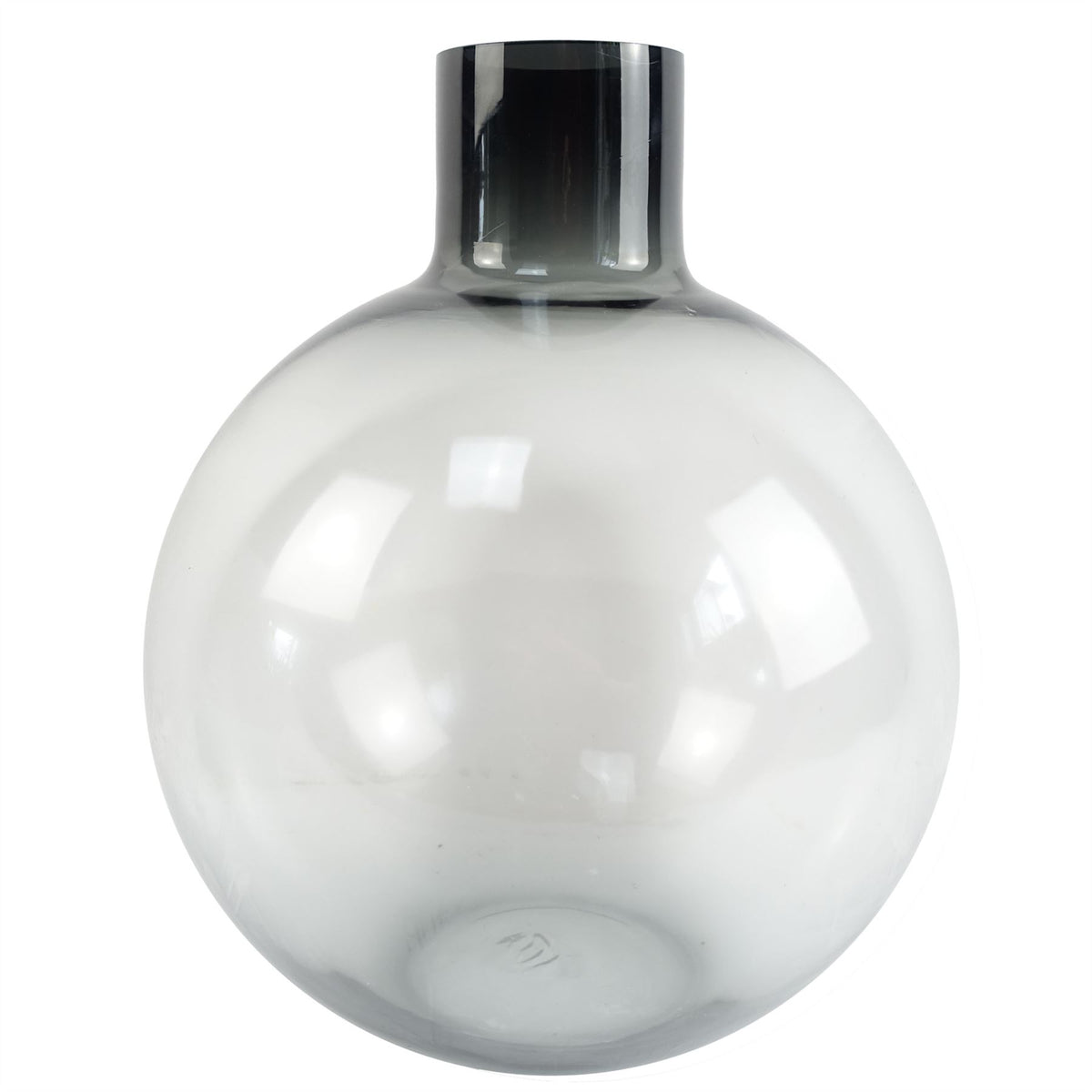 Leaf Oversized Glass Bottle Vase, 40cm Thick Hand-Finished Glass – Real or Artificial Flowers, Grey Smoke