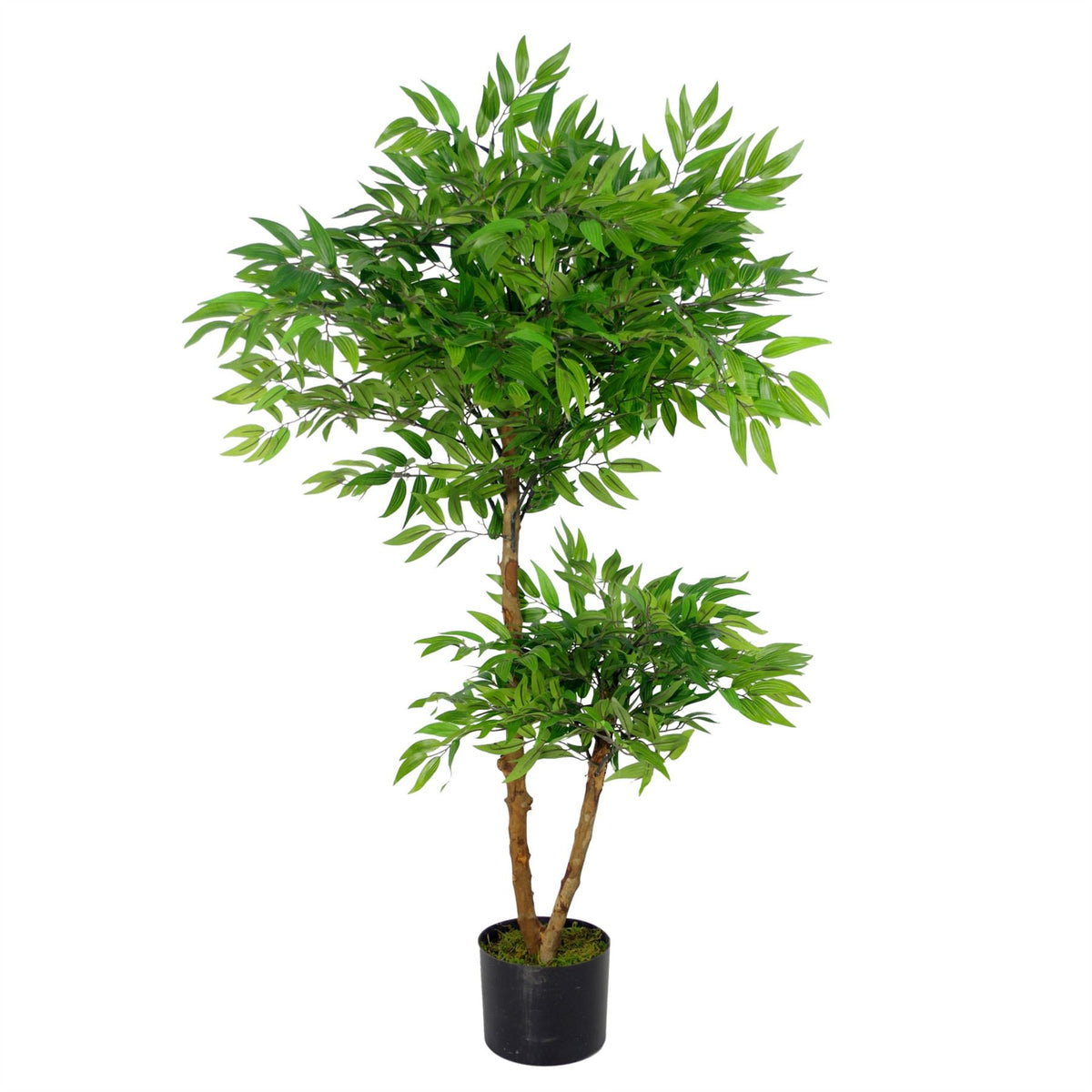 Luxury Artificial Mini Ruscus Tree, 100cm with Real Wood Trunk & Silk Leaves – Premium Potted Plant