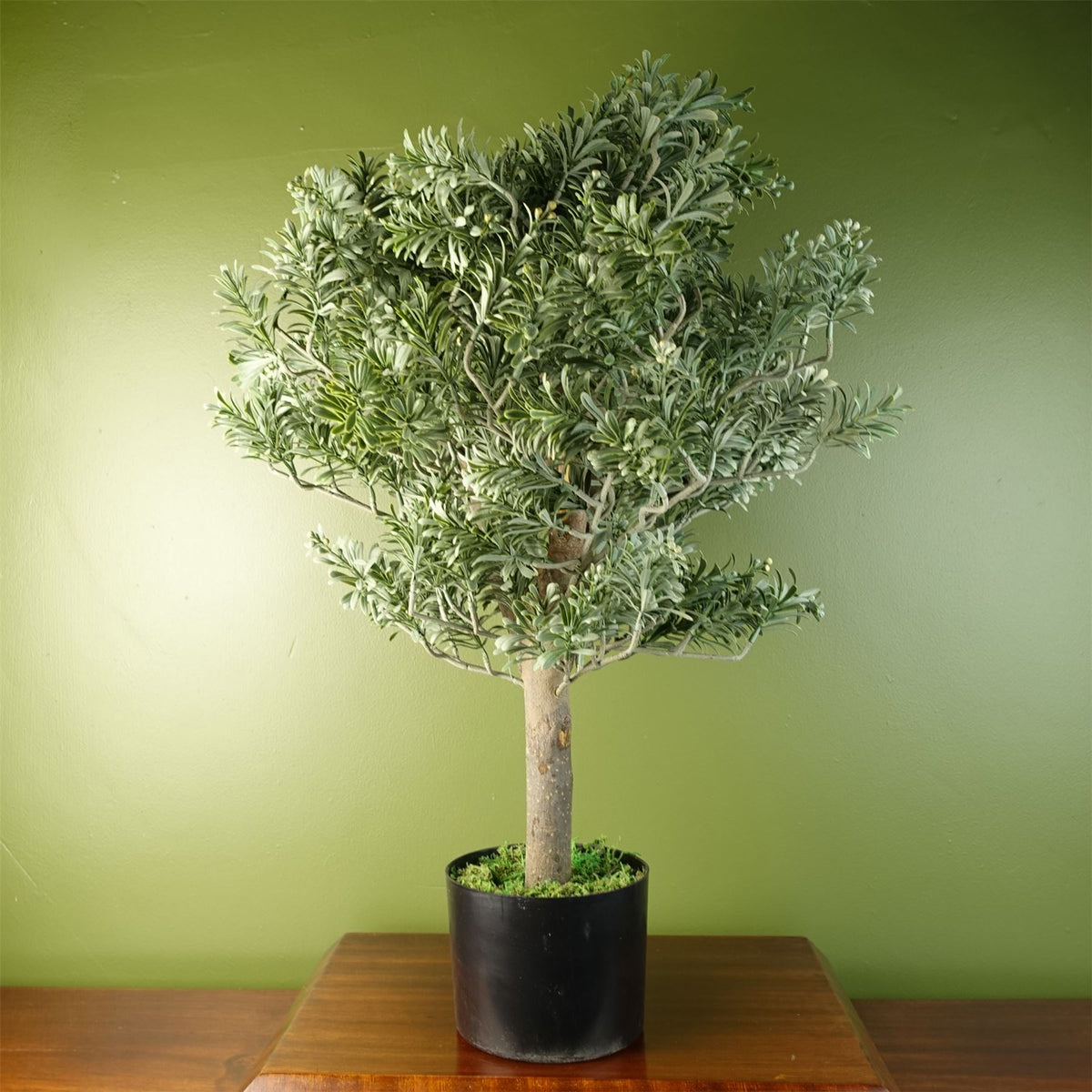 Leaf Artificial Artemisa Evergreen Shrub Plant, 70cm Tall in Weighted Plastic Pot – Home Decor, Green