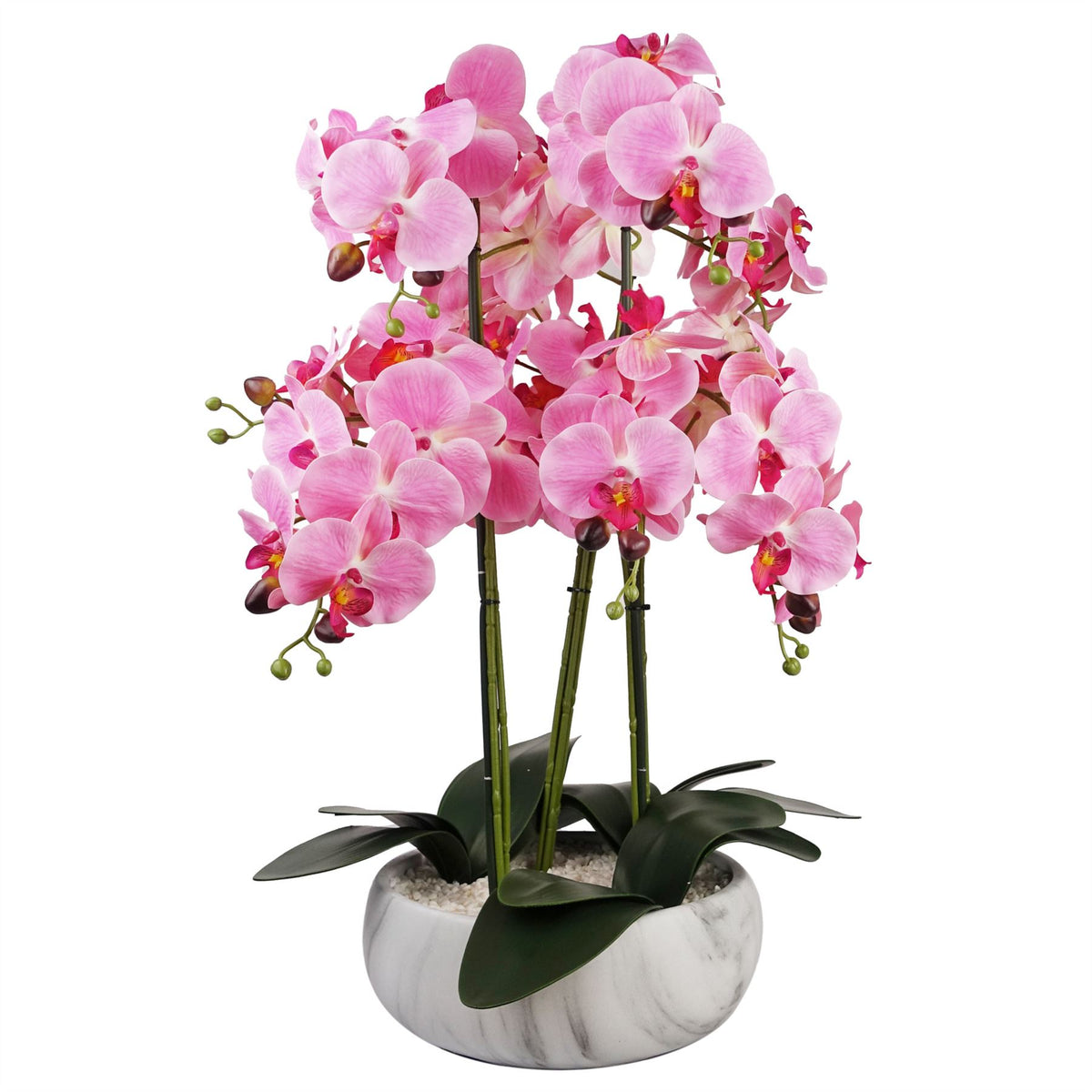 60cm Orchid Artificial Pink – Marble Effect Ceramic Planter