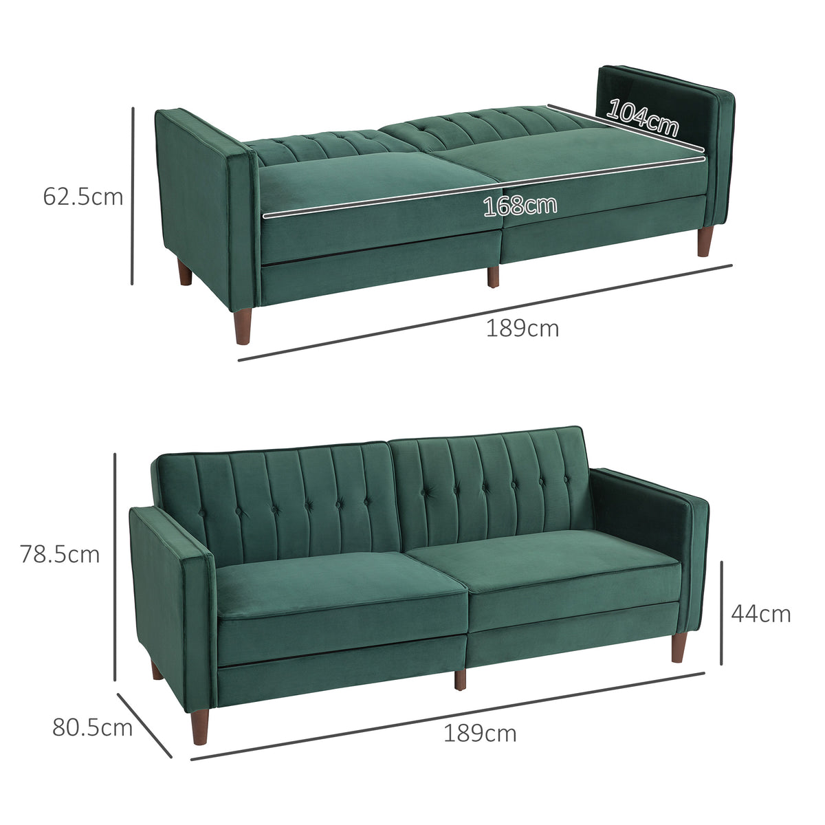 HOMCOM sofa bed wooden leg detail