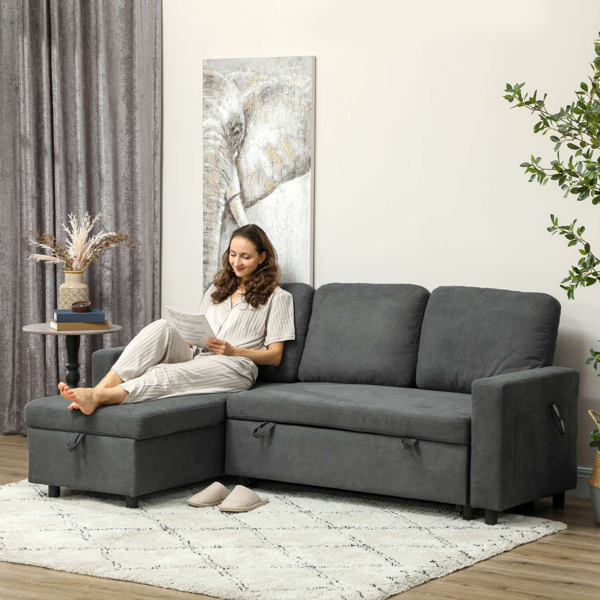 HOMCOM corner sofa bed back cushion detail
