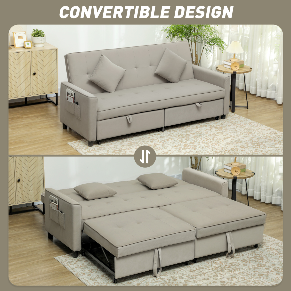 HOMCOM sofa bed adjustable backrest angles