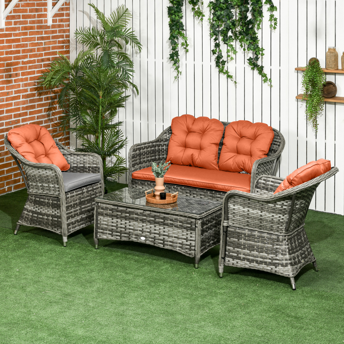 Outsunny rattan armchair with cushion
