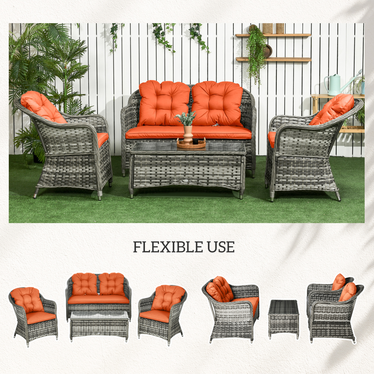 Outsunny rattan sofa set in a conservatory setting