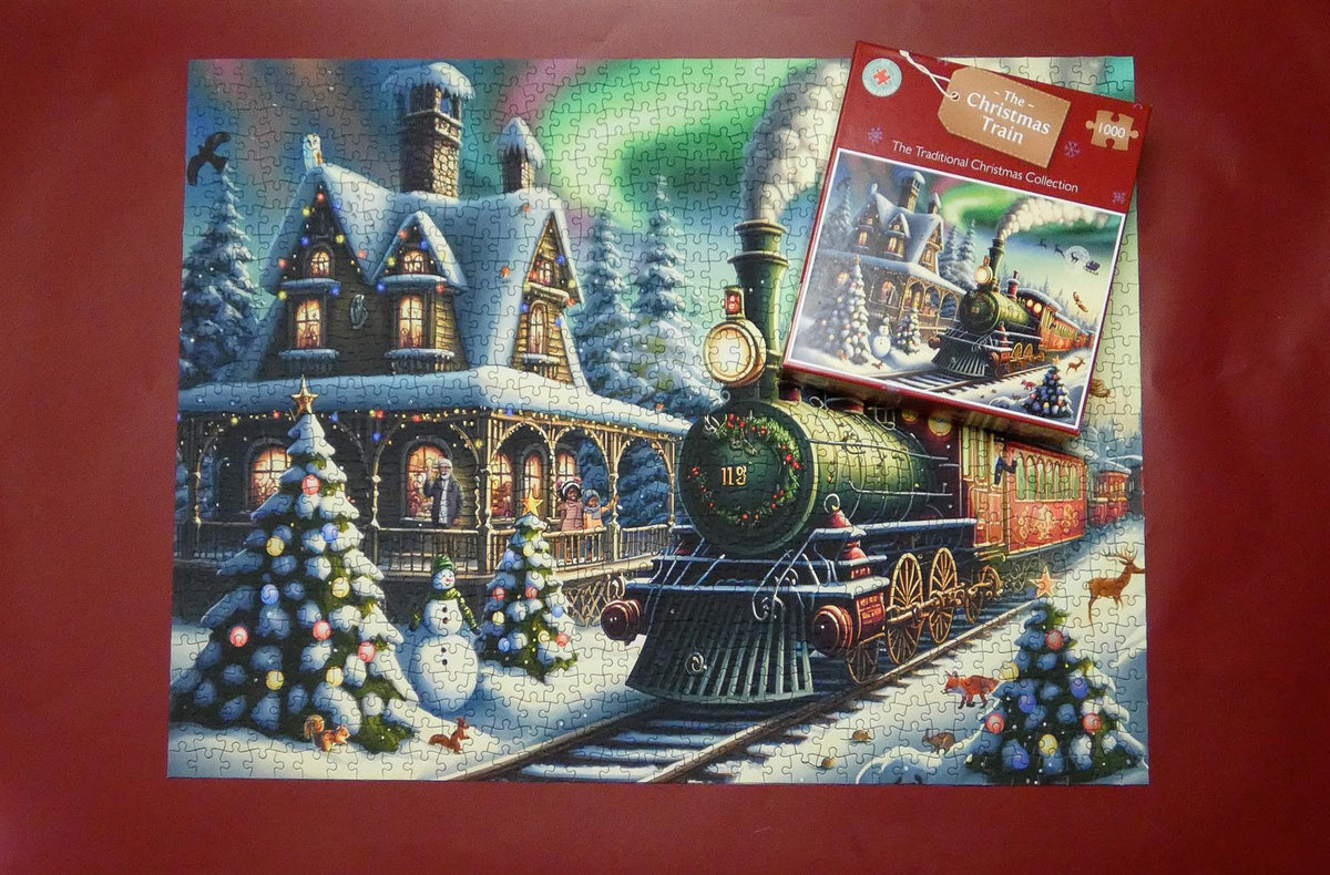 The Christmas Train 1000 Piece Jigsaw Puzzle – Santa's Sleigh Night-Sky Journey, Festive Family Gift