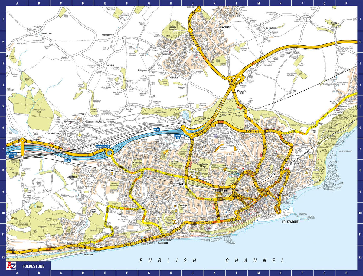 A to Z Folkestone Street Map 1000 Piece Jigsaw Puzzle with Guide Print & Full Index – Collins Map Puzzle Gift